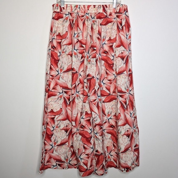 Carmen Marc Valvo Red White Wide Leg Swim Cover Lounge Pant L - Picture 6 of 10